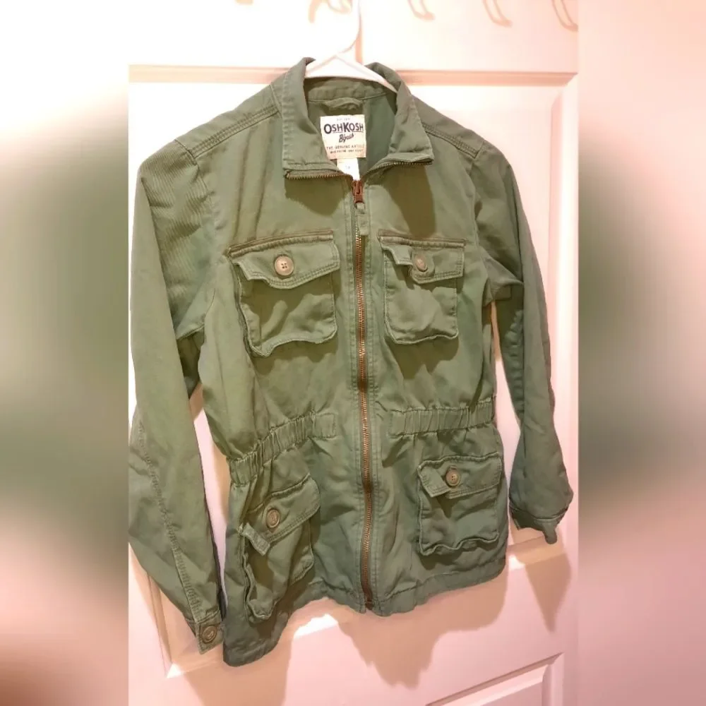 Oshkosh Girls Spring Jacket size 14 Olive Green